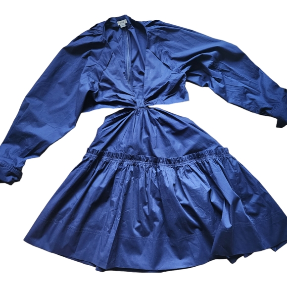 Jason Wu-Navy Blue Deep V/Cutout Detail/Long Sleeve Mini Dress M NWOT - Picture 3 of 14